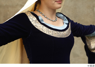  Photos Woman in Historical Dress 23 Blue dress Medieval clothing upper body 0004.jpg
